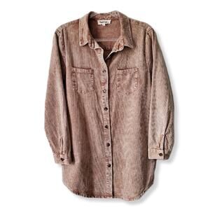 Peach Love Corduroy Mini Dress M Shacket Neutral Cowgirl Country Fall Cabincore